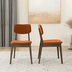 Sedie da pranzo in velluto, stile metà secolo, set da 2 – Arancio bruciato / Giallo scuro / Blu
