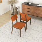 Sedie da pranzo in velluto, stile metà secolo, set da 2 – Arancio bruciato / Giallo scuro / Blu