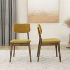 Sedie da pranzo in velluto, stile metà secolo, set da 2 – Arancio bruciato / Giallo scuro / Blu