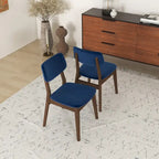 Sedie da pranzo in velluto, stile metà secolo, set da 2 – Arancio bruciato / Giallo scuro / Blu