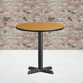 Tavolo quadrato laminato con base a X, naturale/noce/nero/mogano, 2 posti a sedere