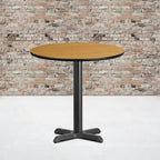 Tavolo quadrato laminato con base a X, naturale/noce/nero/mogano, 2 posti a sedere