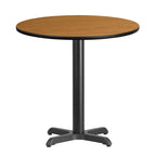 Tavolo quadrato laminato con base a X, naturale/noce/nero/mogano, 2 posti a sedere