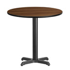 Tavolo quadrato laminato con base a X, naturale/noce/nero/mogano, 2 posti a sedere