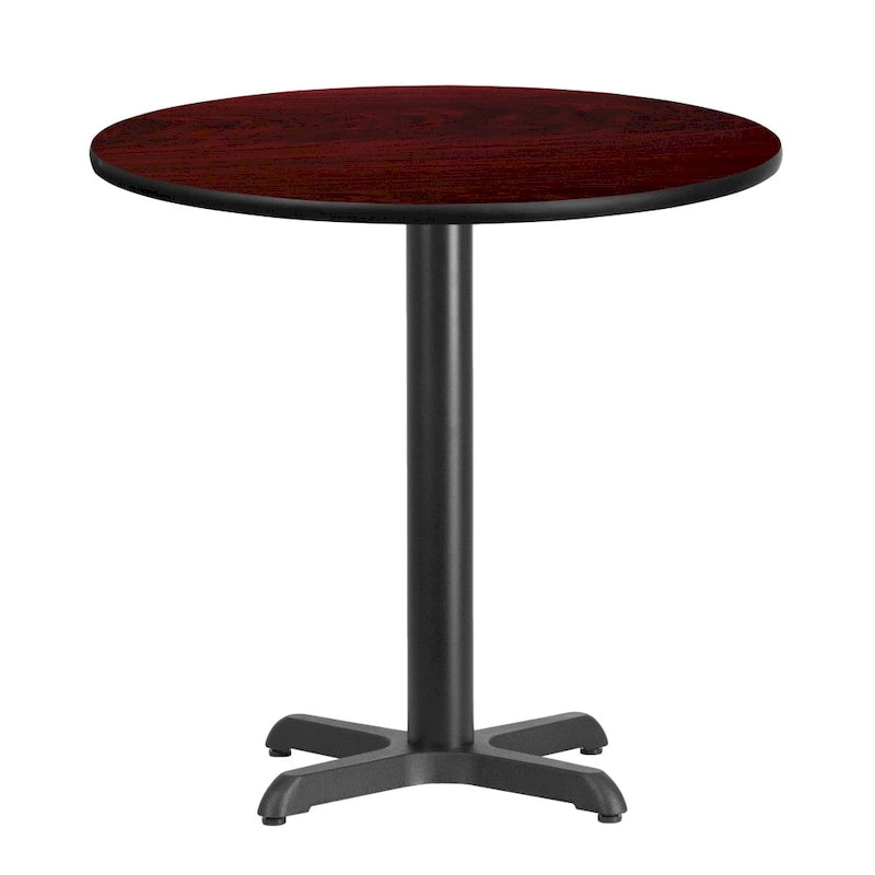 Tavolo quadrato laminato con base a X, naturale/noce/nero/mogano, 2 posti a sedere
