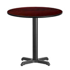 Tavolo quadrato laminato con base a X, naturale/noce/nero/mogano, 2 posti a sedere
