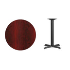Tavolo quadrato laminato con base a X, naturale/noce/nero/mogano, 2 posti a sedere