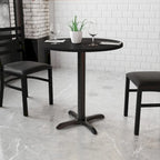 Tavolo quadrato laminato con base a X, naturale/noce/nero/mogano, 2 posti a sedere