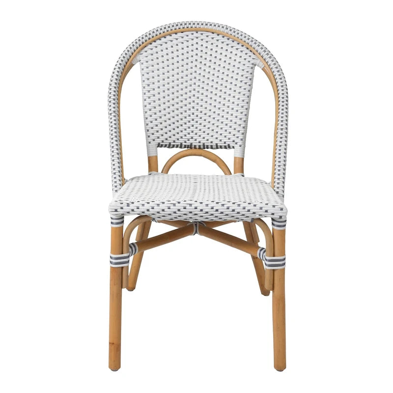 Sedia da bistrot in rattan bianco/grigio, un posto
