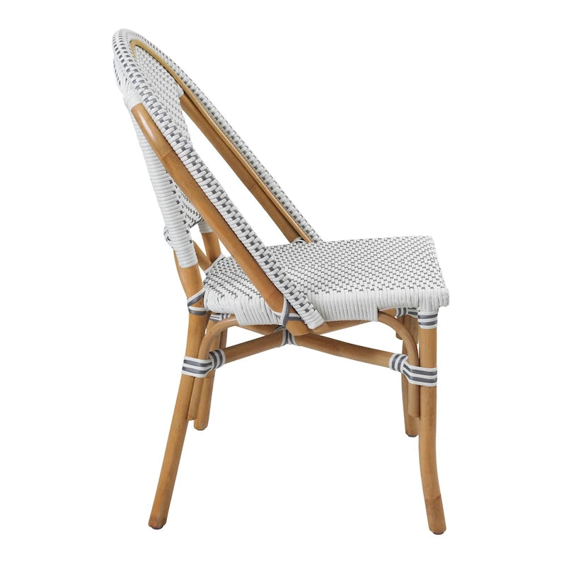 Sedia da bistrot in rattan bianco/grigio, un posto