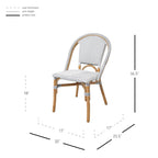 Sedia da bistrot in rattan bianco/grigio, un posto