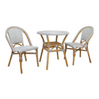 Sedia da bistrot in rattan bianco/grigio, un posto