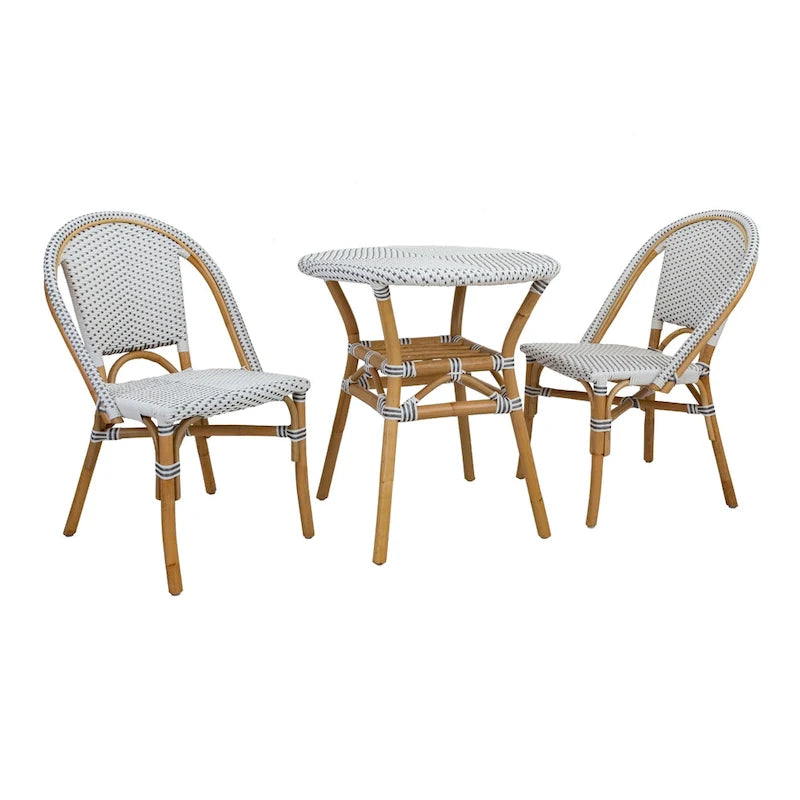 Sedia da bistrot in rattan bianco/grigio, un posto