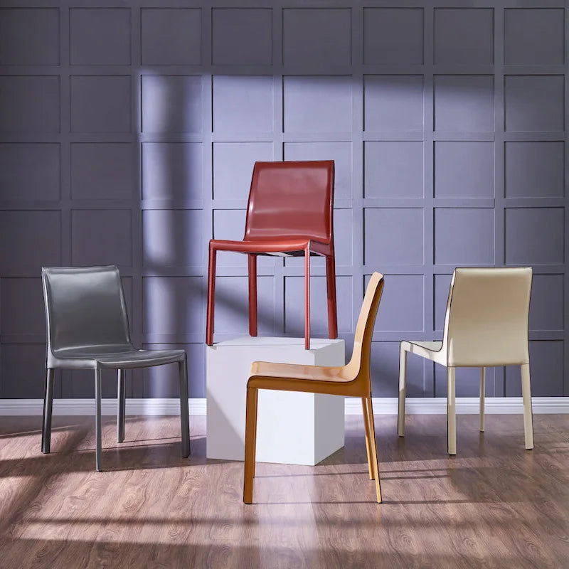 Sedia da pranzo in pelle riciclata, vari colori, set da 2