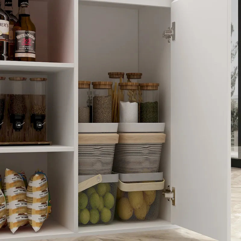 Isola Cucina Bianca con Tavolo da Pranzo e Contenitore