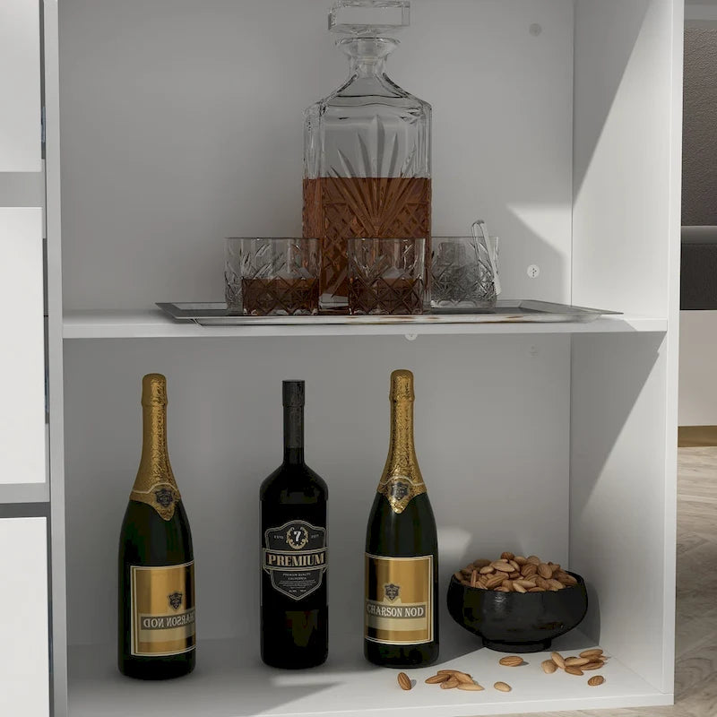 Isola Cucina Bianca con Tavolo da Pranzo e Contenitore