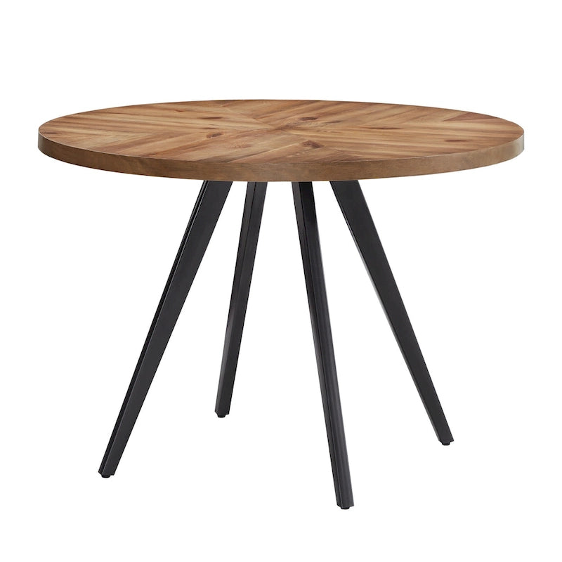 Tavolo da pranzo rotondo Oak Top Iron Grey, Mid-Century, da 2-4 posti a sedere
