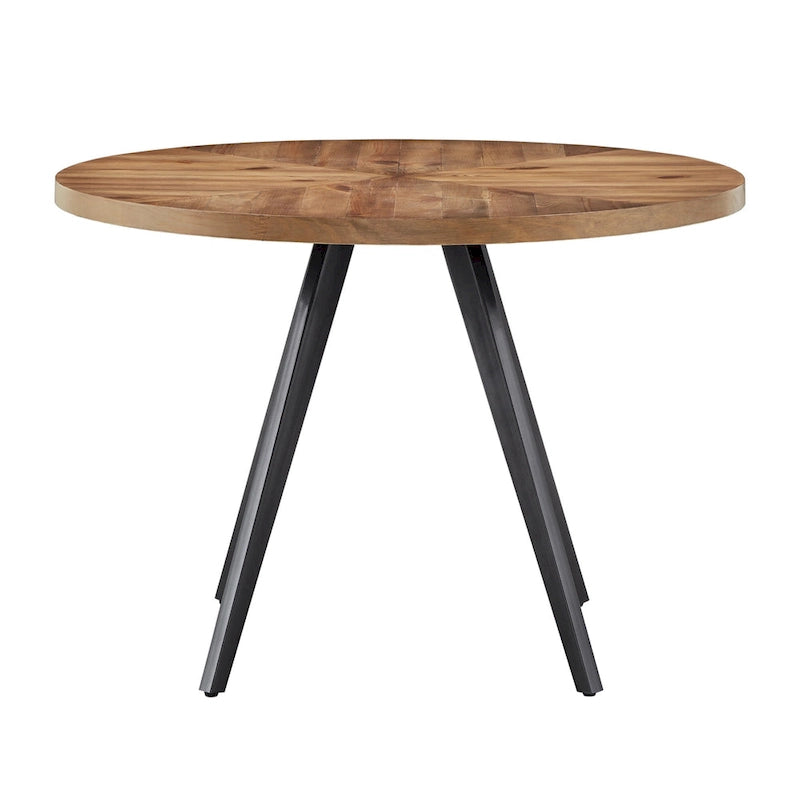 Tavolo da pranzo rotondo Oak Top Iron Grey, Mid-Century, da 2-4 posti a sedere