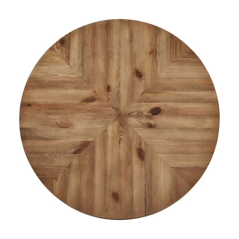 Tavolo da pranzo rotondo Oak Top Iron Grey, Mid-Century, da 2-4 posti a sedere