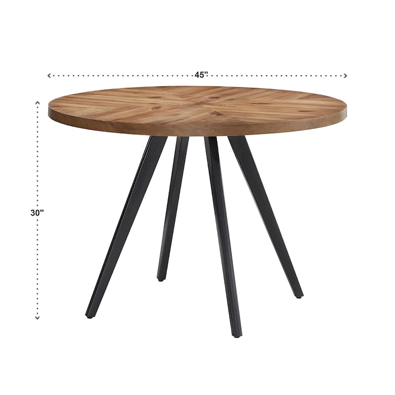 Tavolo da pranzo rotondo Oak Top Iron Grey, Mid-Century, da 2-4 posti a sedere