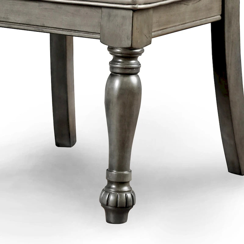 Sedie da pranzo Tima tradizionali in similpelle grigia (set da 2) di Furniture of America