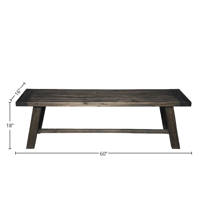 Panca in legno grigio di recupero, 2 posti – 60L x 40P x 45A cm