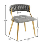 Sedie da pranzo in velluto, stile metà secolo, set da 4