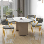 Sedie da pranzo in velluto, stile metà secolo, set da 4