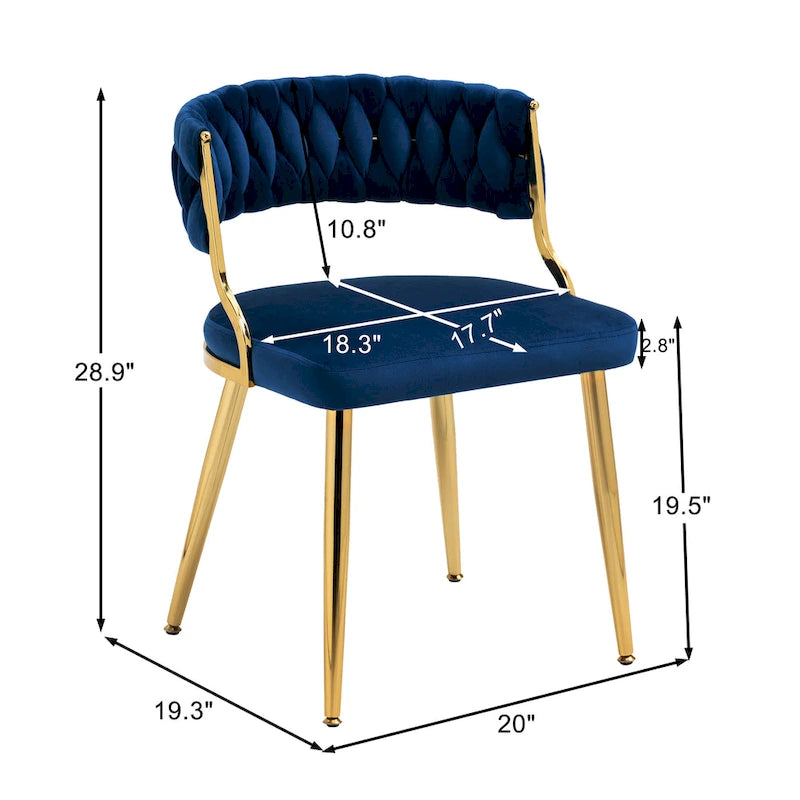 Sedie da pranzo in velluto, stile metà secolo, set da 4