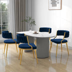 Sedie da pranzo in velluto, stile metà secolo, set da 4