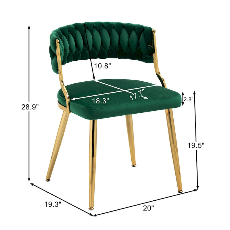 Sedie da pranzo in velluto, stile metà secolo, set da 4
