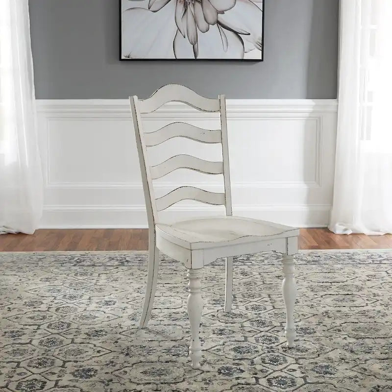 Magnolia Manor Antique White Ladder Back Side Chair (Set of 2)