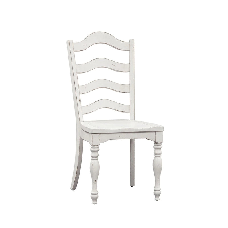 Sedia laterale Antique White Ladder Back, set da 2