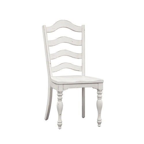 Sedia laterale Antique White Ladder Back, set da 2