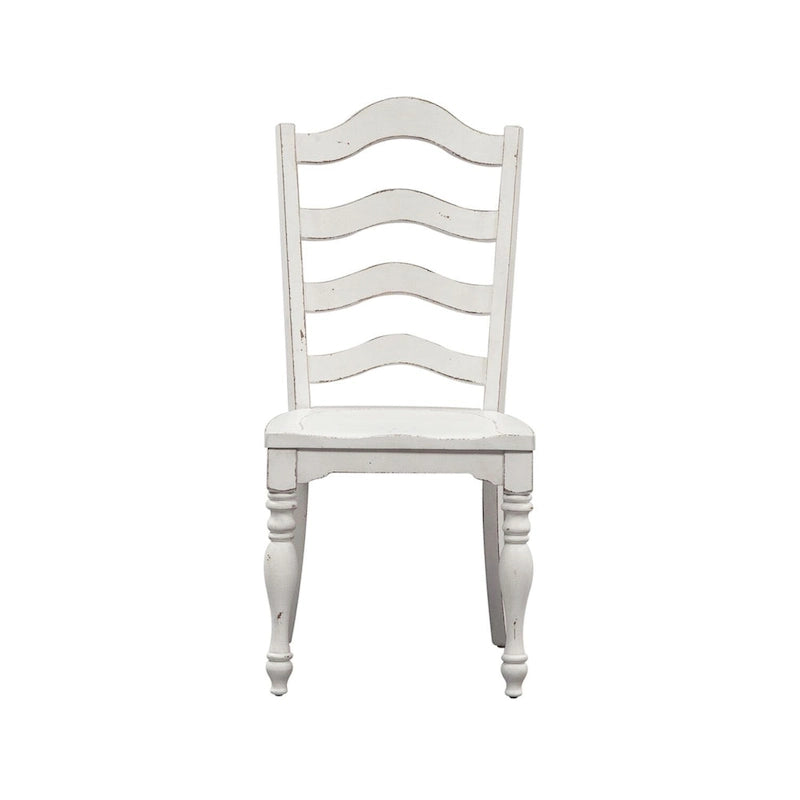 Sedia laterale Antique White Ladder Back, set da 2
