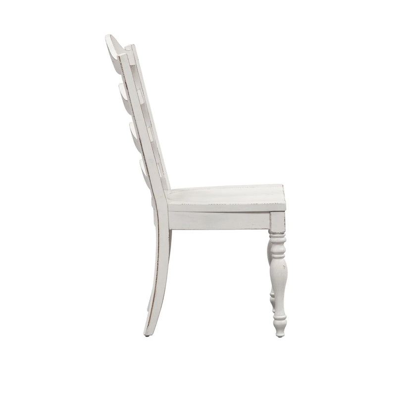 Sedia laterale Antique White Ladder Back, set da 2