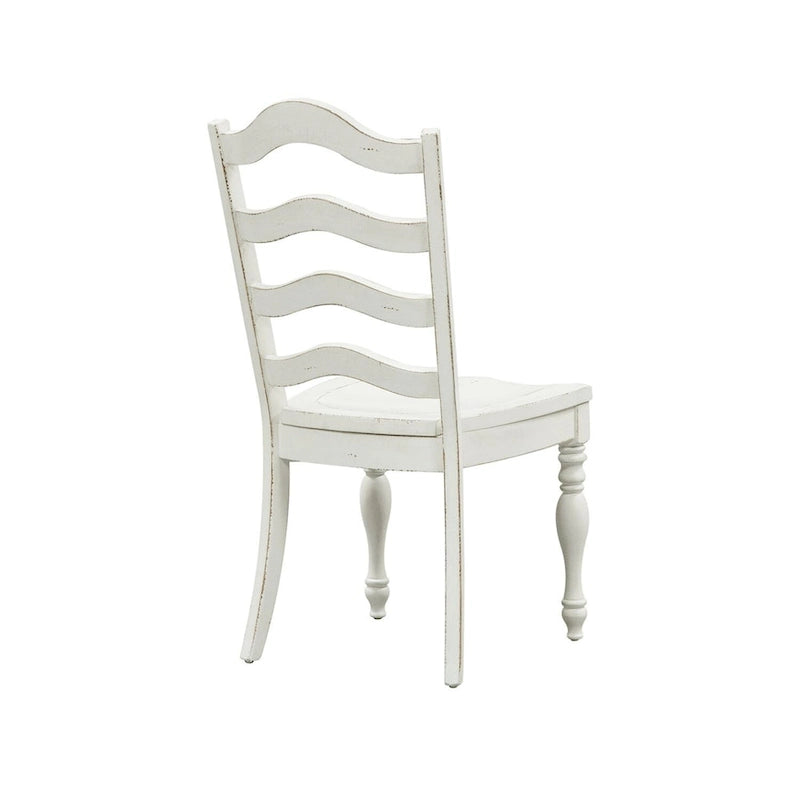 Sedia laterale Antique White Ladder Back, set da 2