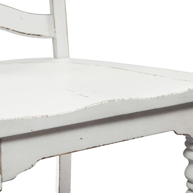 Sedia laterale Antique White Ladder Back, set da 2