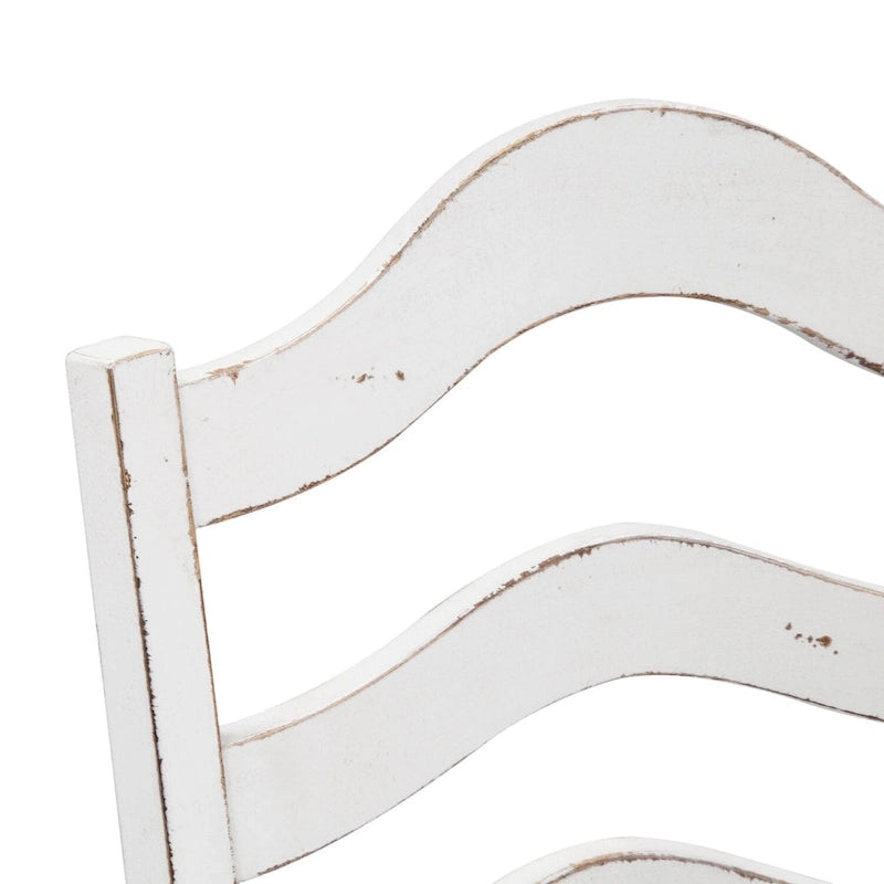 Sedia laterale Antique White Ladder Back, set da 2