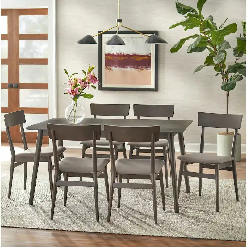 Tavolo da pranzo – Noce / Grigio / Nero, 6 posti a sedere