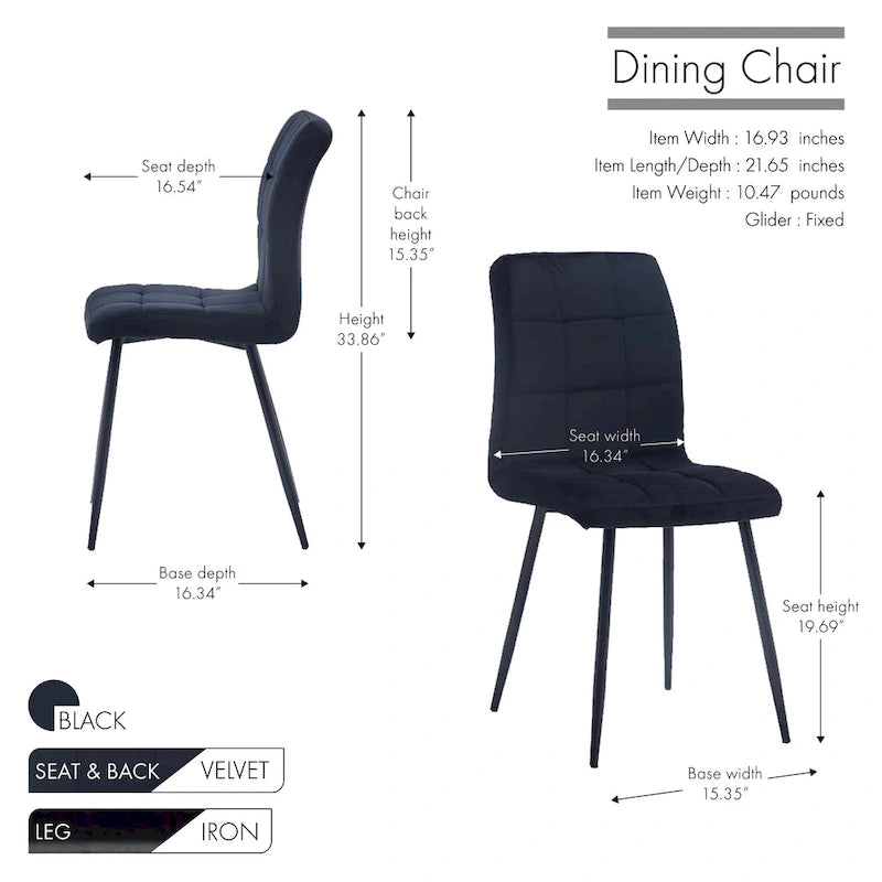 Sedia da pranzo in velluto, stile metà secolo, set da 2 – Rosa / Nero / Verde / Grigio / Blu
