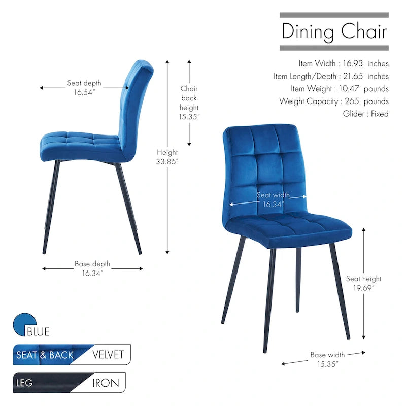 Sedia da pranzo in velluto, stile metà secolo, set da 2 – Rosa / Nero / Verde / Grigio / Blu