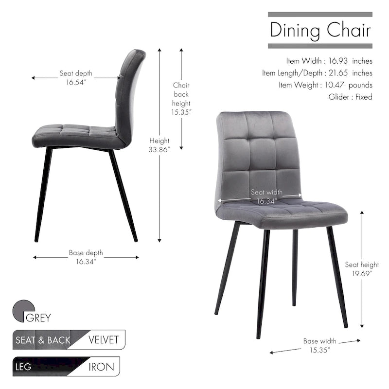 Sedia da pranzo in velluto, stile metà secolo, set da 2 – Rosa / Nero / Verde / Grigio / Blu