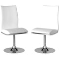 Sedia da pranzo girevole in pelle sintetica bianca/nera, base cromata, set da 2