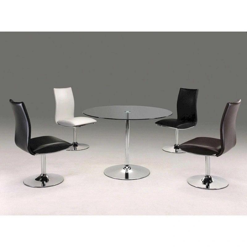 Sedia da pranzo girevole in pelle sintetica bianca/nera, base cromata, set da 2