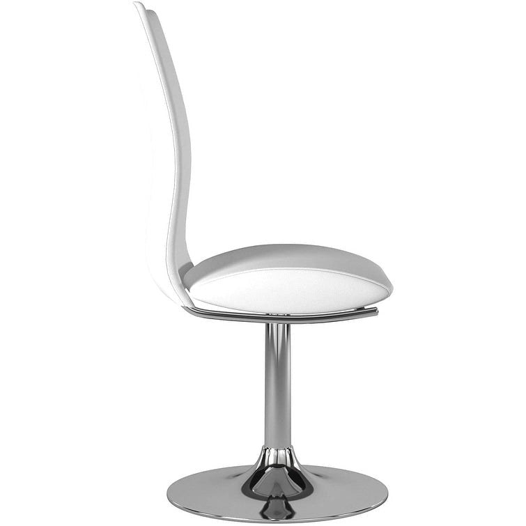 Sedia da pranzo girevole in pelle sintetica bianca/nera, base cromata, set da 2