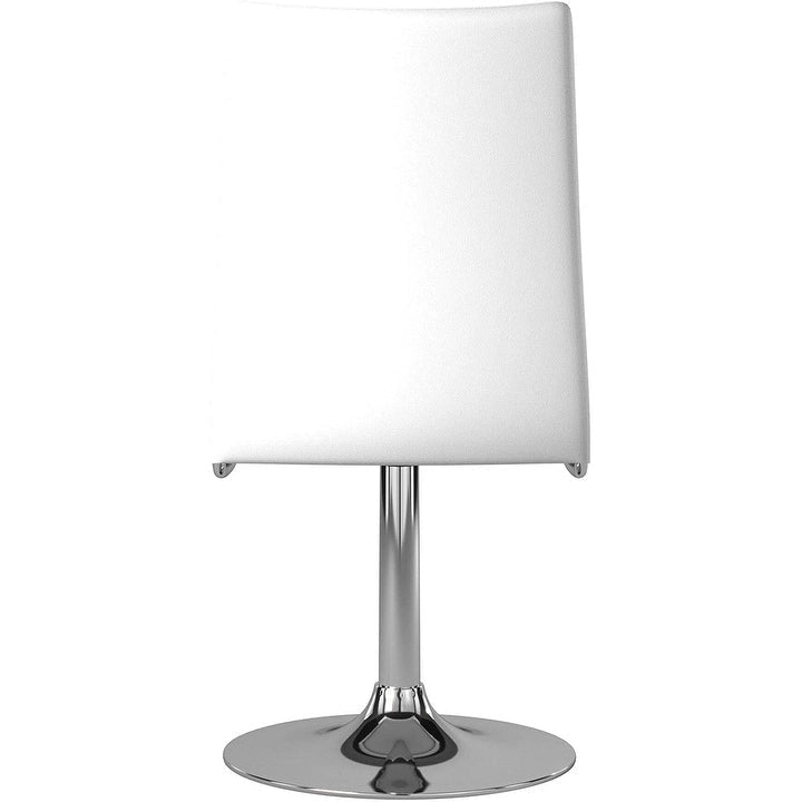 Sedia da pranzo girevole in pelle sintetica bianca/nera, base cromata, set da 2