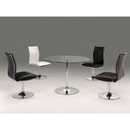 Sedia da pranzo girevole in pelle sintetica bianca/nera, base cromata, set da 2