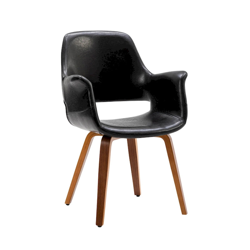Sedia da pranzo in pelle PU, gambe in legno curvato, set da 2 – Blu / Verde / Bianco / Nero
