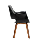 Sedia da pranzo in pelle PU, gambe in legno curvato, set da 2 – Blu / Verde / Bianco / Nero